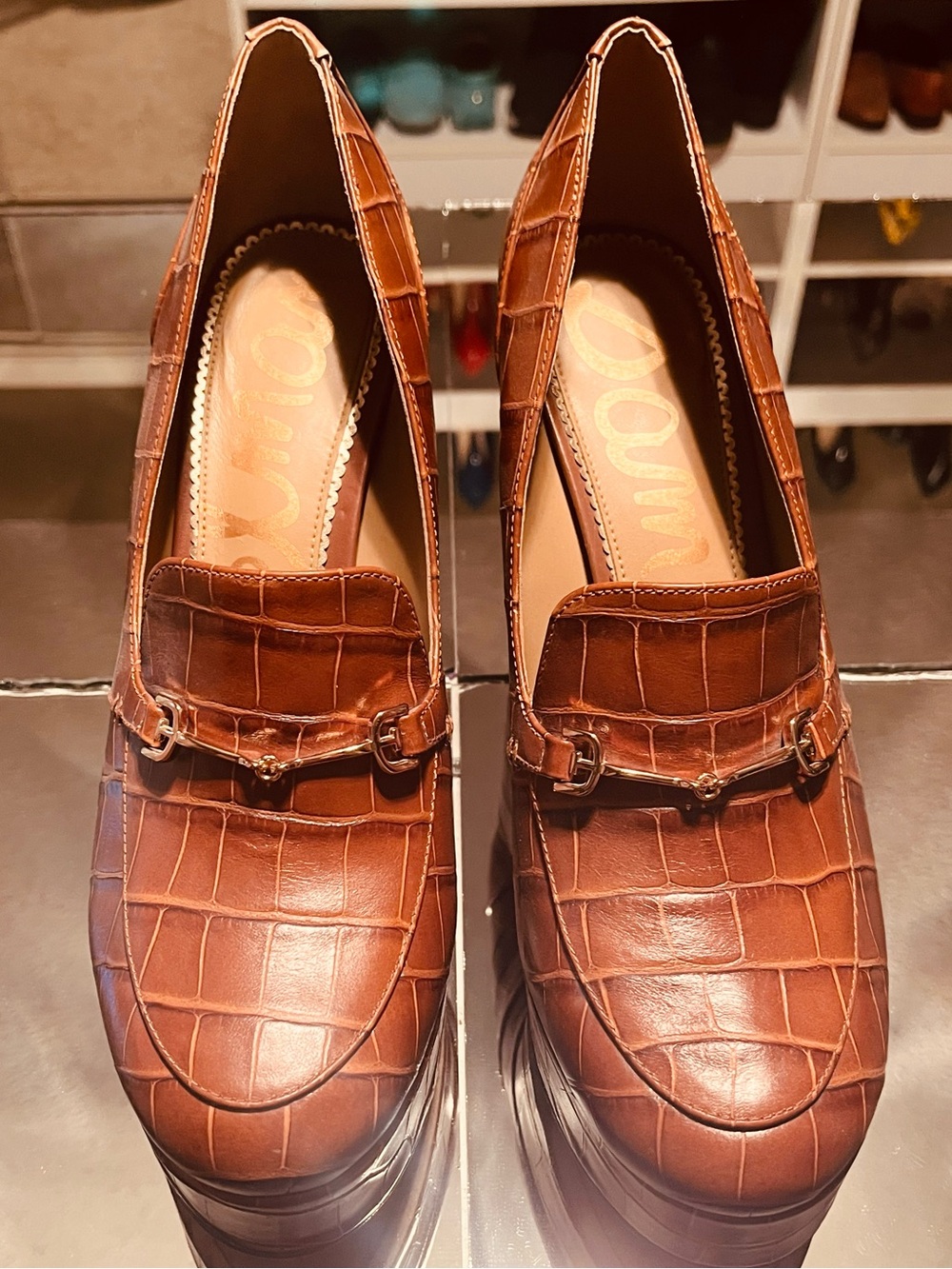 Same Edelman high heel brow leather loafers size 10 - Picture 2 of 6